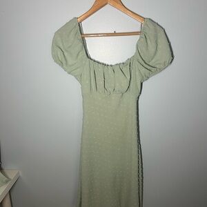 Altar'd State Green Puff Sleeve Sheath Dress